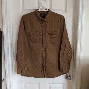 Summer - American Eagle AE Brown Slim Fit Work Button Down Shirt Mens 2X…